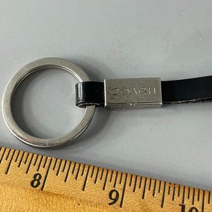 Coach Rare Silver-tone Key-ring Black Patent Leather Wristlet